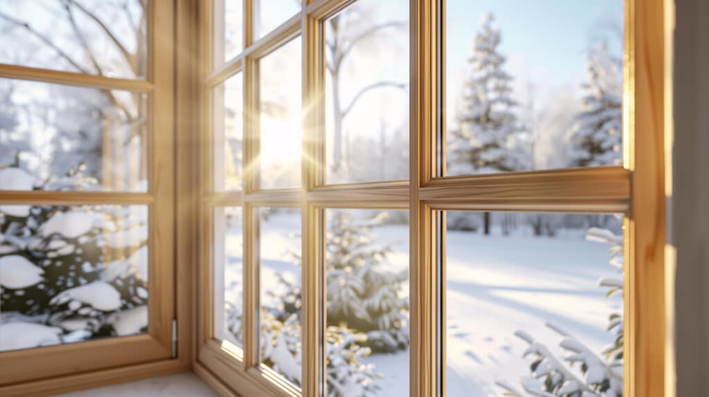 Dicht schließende Holzfenster im Winter
